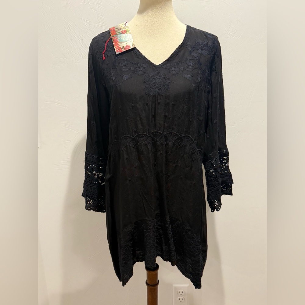 NWT! Johnny Was Black Lace Tunic